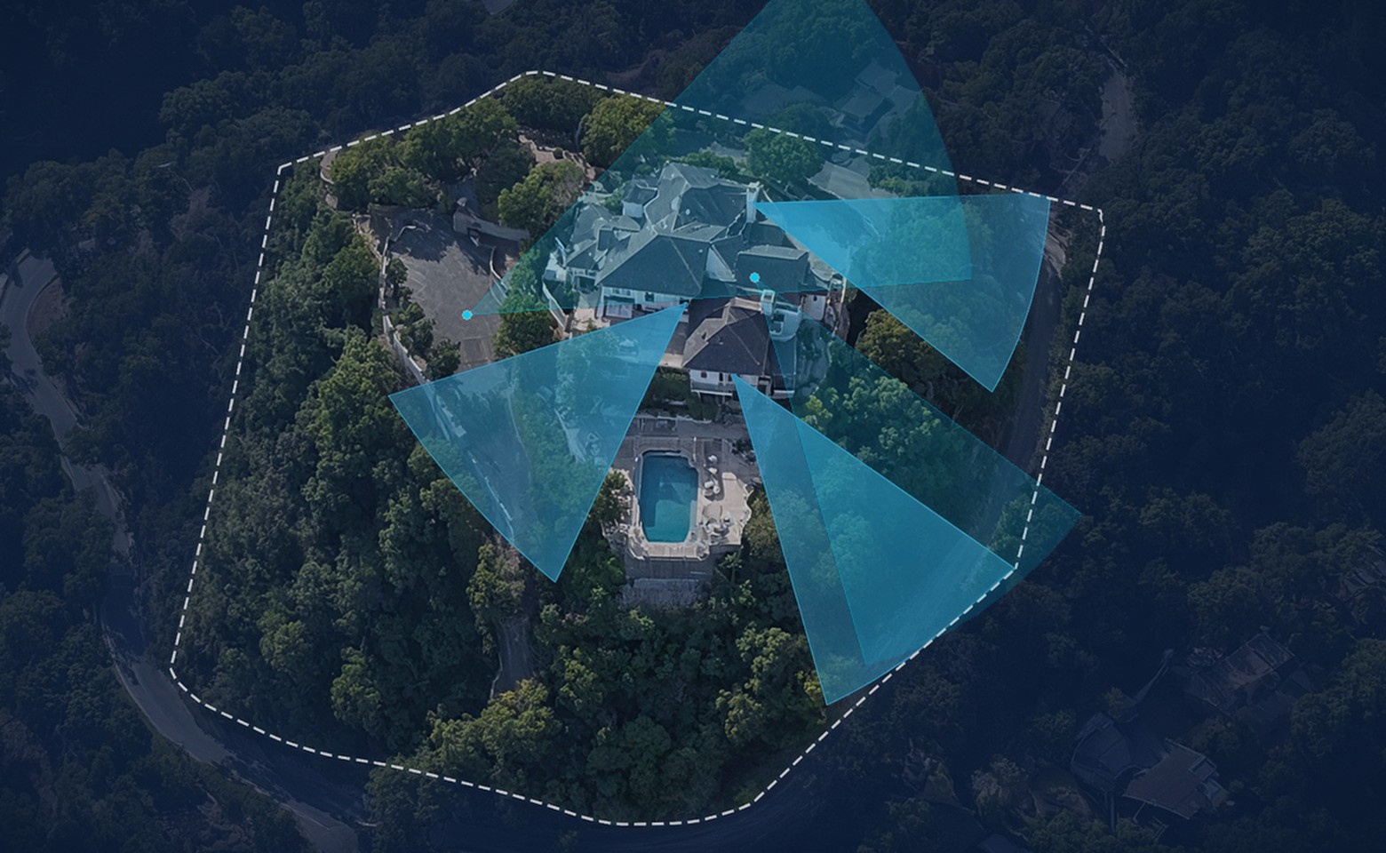 Sight camera coverage map of a property